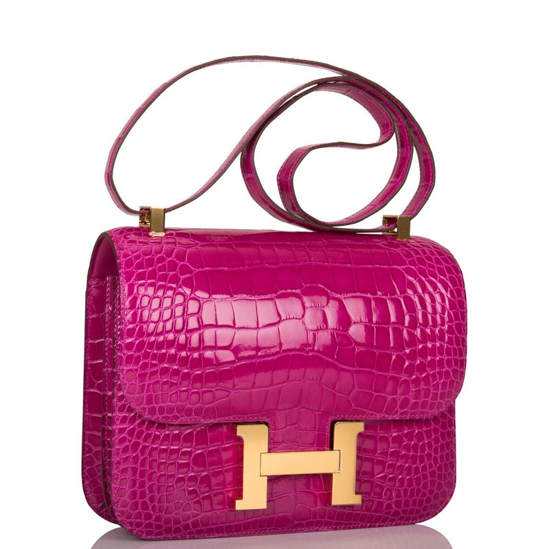 Hermes Constance 24 Rose Scheherazade Alligator
