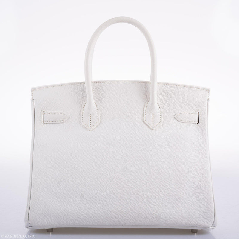 Vintage Hermes Birkin 30 White Epsom Custom Feather Panel