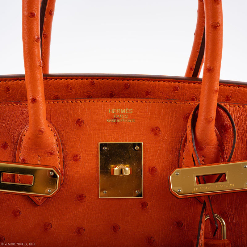 Hermes Birkin 30 with signature orange ribbon and box