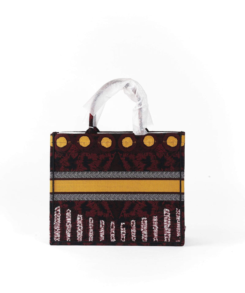 Dior Book Tote Yellow Burgundy Print
