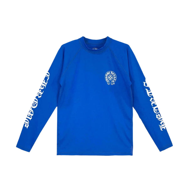 Chrome Hearts Blue Horseshoe Script Logo Biking Long Sleeve Shirt - Premium Cotton Unisex Cycling Top