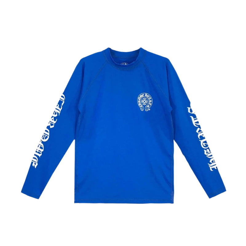Chrome Hearts Blue Horseshoe Script Logo Biking Long Sleeve Shirt - Premium Cotton Unisex Cycling Top