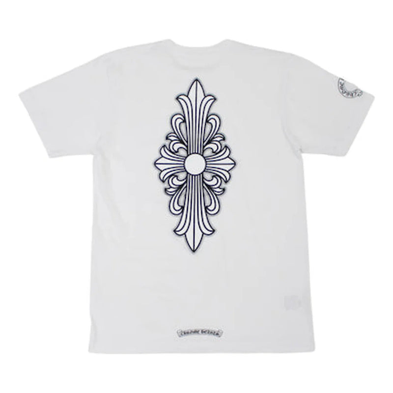 Chrome Hearts White t-shirt with black decorative emblem on a white background