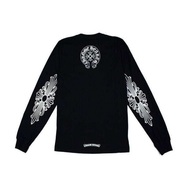 Chrome Hearts Neck Logo Floral Cross LS T-Shirt – Black