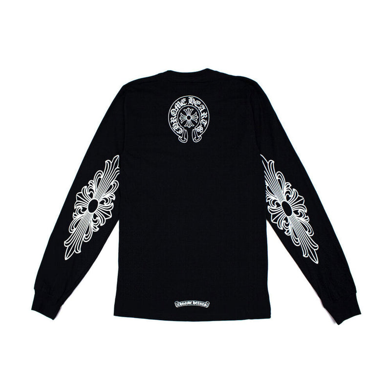 Chrome Hearts Neck Logo Floral Cross LS T-Shirt – Black