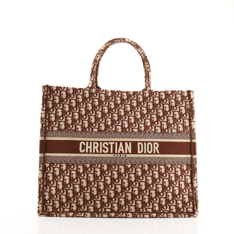 Front view of the Dior Book Tote in Oblique canvas