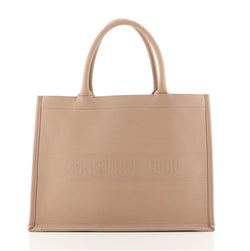 Front view of the Dior Small Book Tote in embossed leather