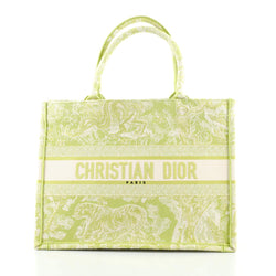 Front view of the Christian Dior Book Tote in green canvas