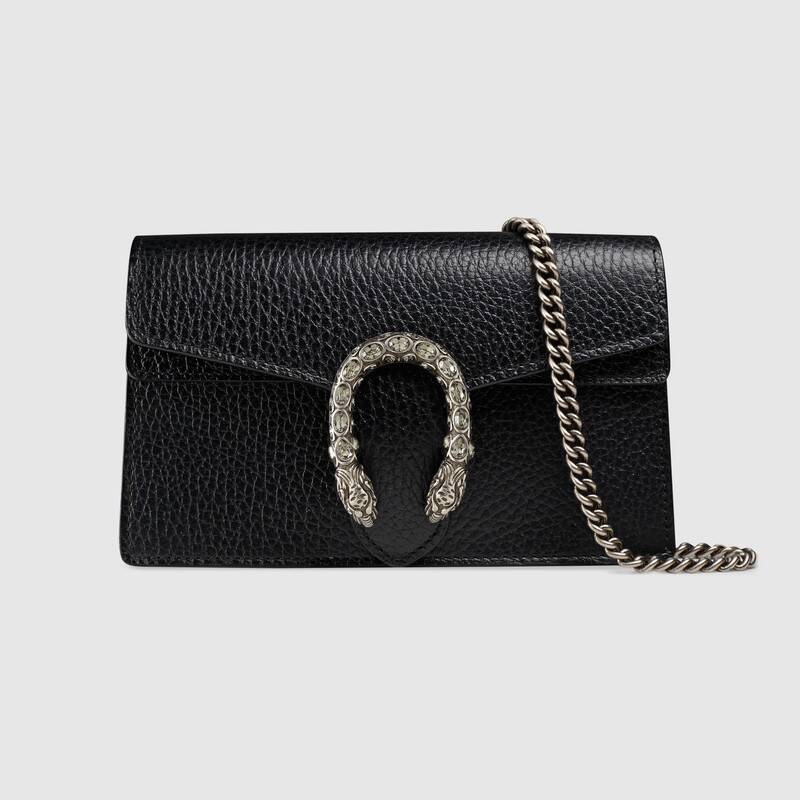 A close-up of the textured black leather