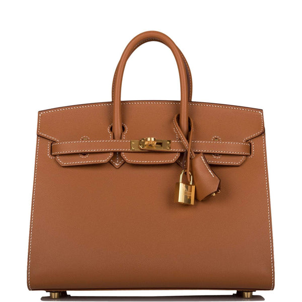 Front view of Hermès Birkin Sellier 25 Gold Veau Madame