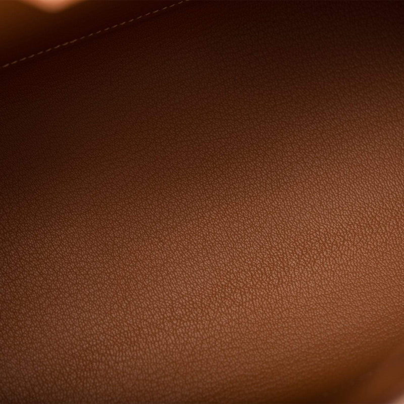 inside view of Hermès Birkin Sellier 25 Gold Veau Madame