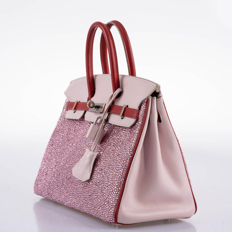 Palladium hardware lock and clochette on Pink Princess Birkin