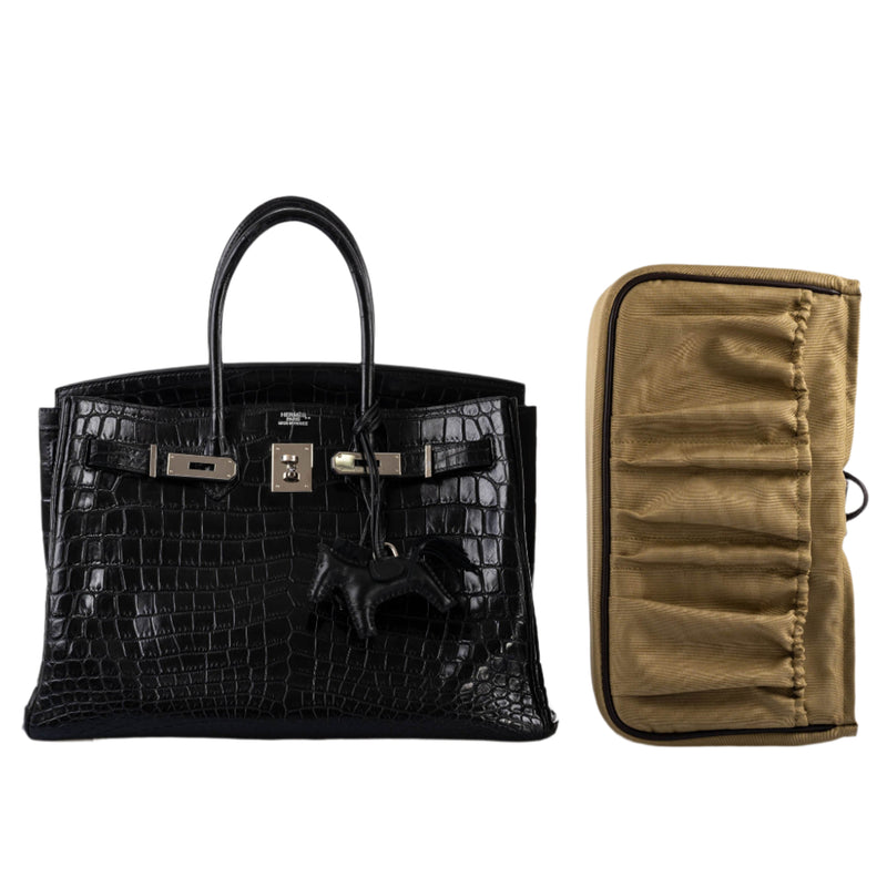 Full Hermes Birkin crocodile set with ribbon and accessories