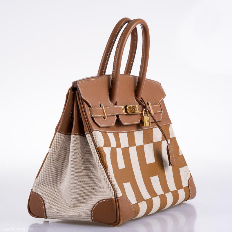 Back view of vintage Hermes Birkin 35 with Ulysses H motif