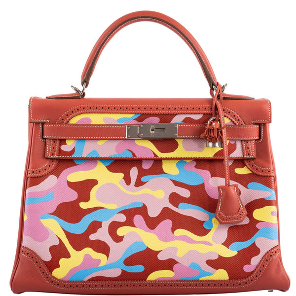 Front view of Hermes Ghillies Kelly 32 with Sanguine Evercolor leather