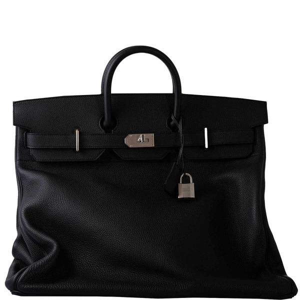 Front view of Hermes HAC Birkin 50 Voyager in Black Togo leather