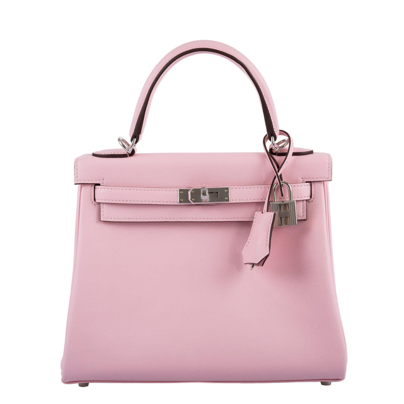 Back view of the Hermes Kelly 25 in Rose Sakura
