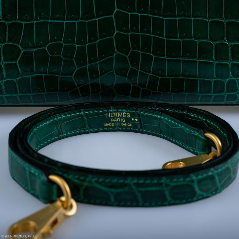The bag's two-tone interior, showing the cassis and emerald colors