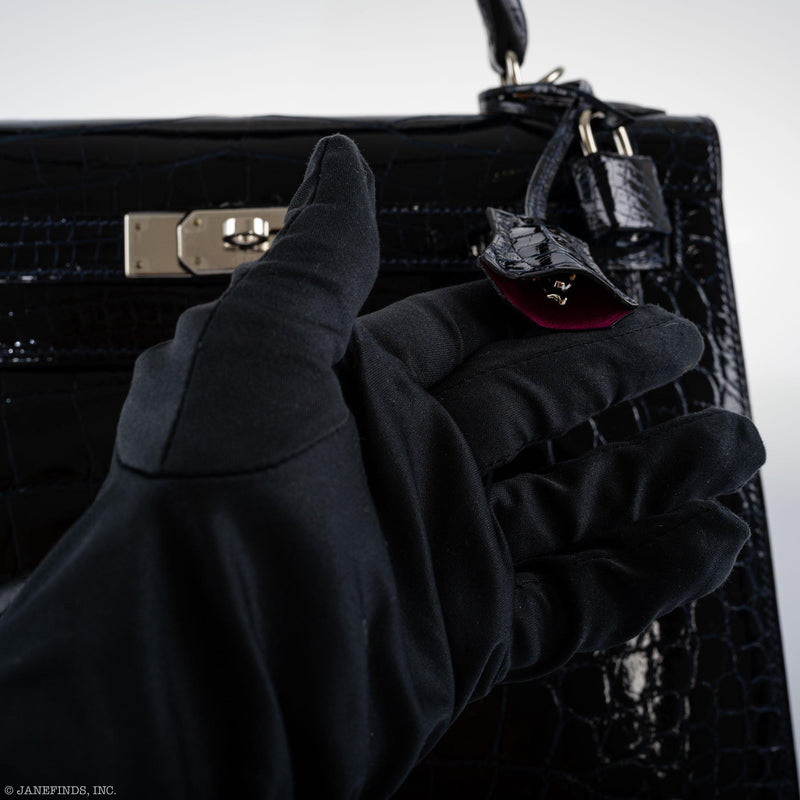 A detail shot of the natural scales pattern on the crocodile leather