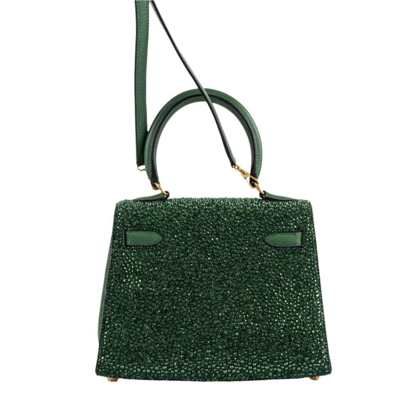 Bottom view showing base structure of Hermes Kelly of Oz 20 with Swarovski crystals