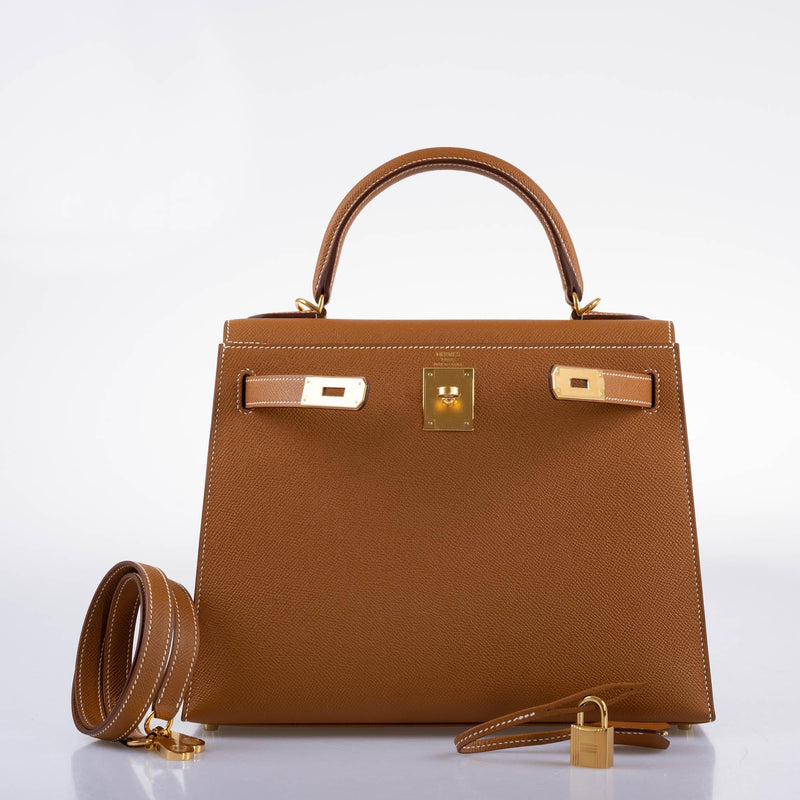 A side profile of the bag, showing its structured and elegant shape