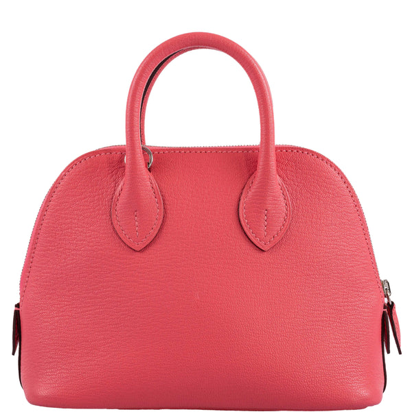 Hermes Mini Bolide 1923 handbag in Rose Lipstick Mysore Chevre leather with palladium hardware