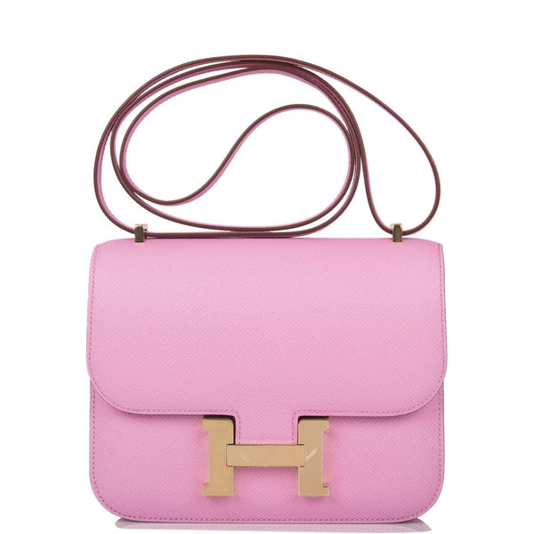 Hermes Mini Constance 18 handbag in Mauve Sylvestre Epsom leather with Permabrass hardware
