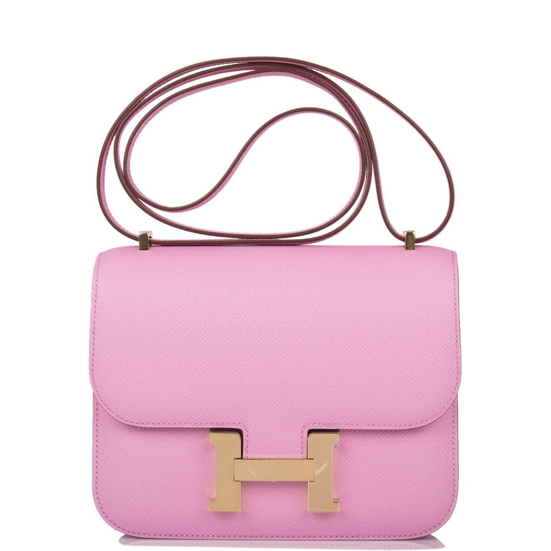 Hermes Mini Constance 18 handbag in Mauve Sylvestre Epsom leather with Permabrass hardware