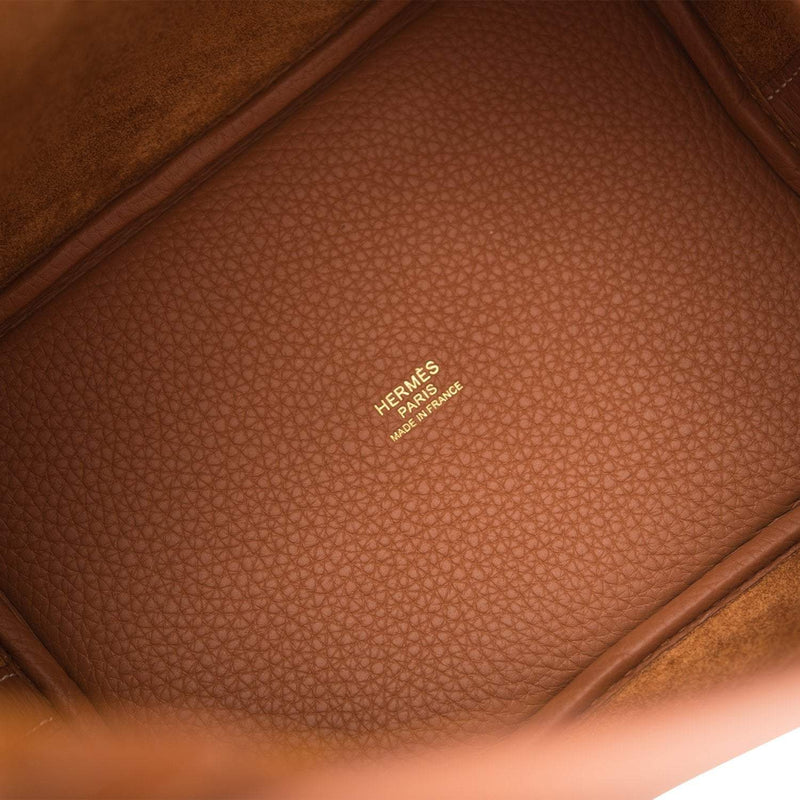 Interior view of Hermès Picotin Lock 18 Gold Clemence