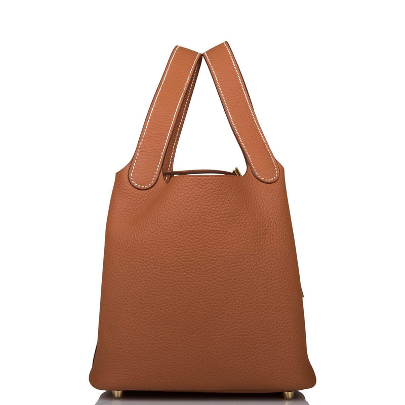 side view of Hermès Picotin Lock 18 Gold Clemence Leather Bag