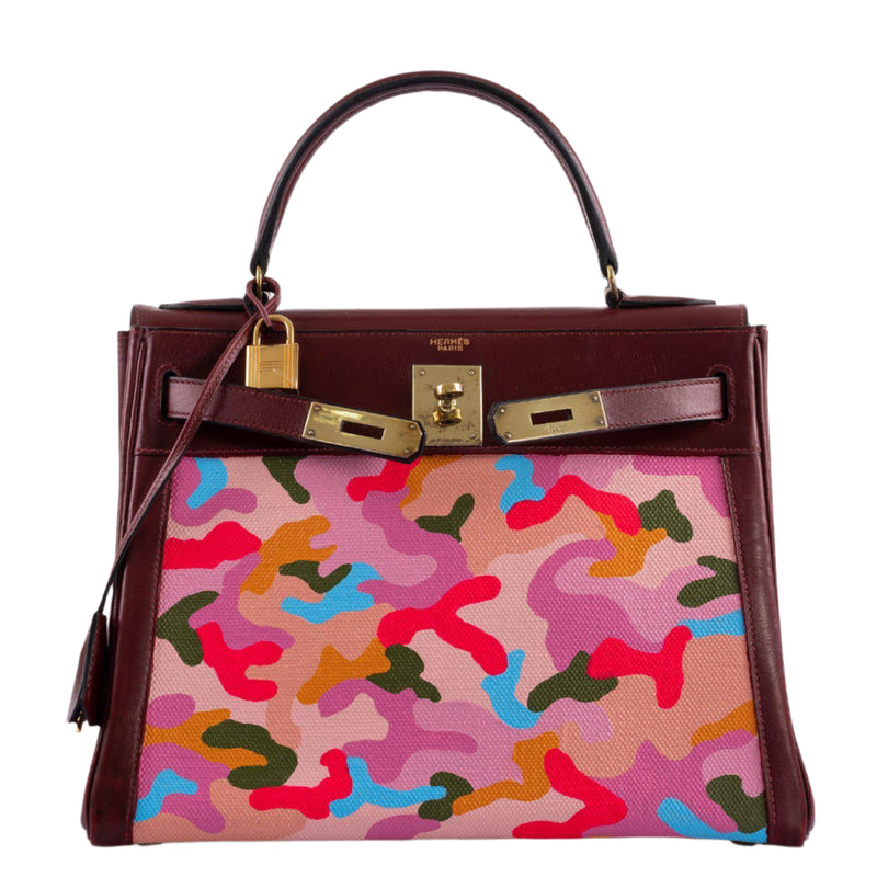 Interior lining of custom Hermes Kelly 28 painted edition