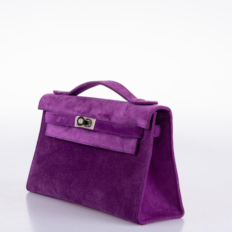 Back panel of Violet suede pochette