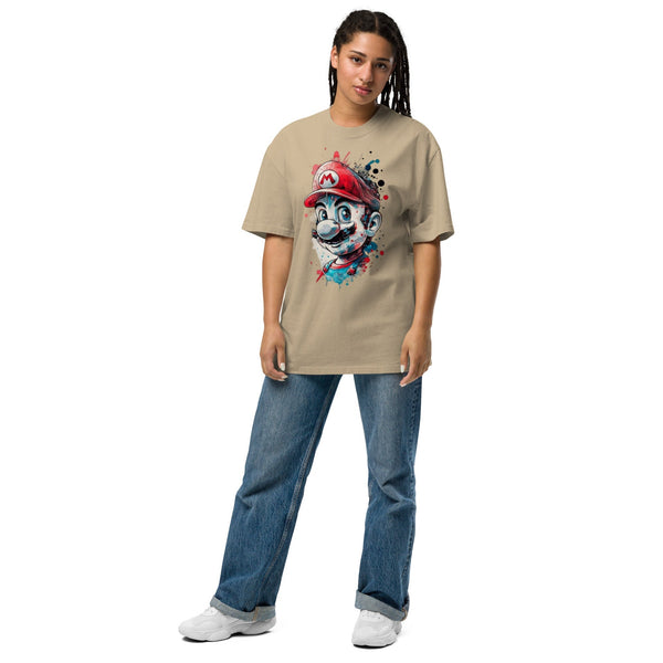 Oversized Faded T-Shirt – Super Mario Print