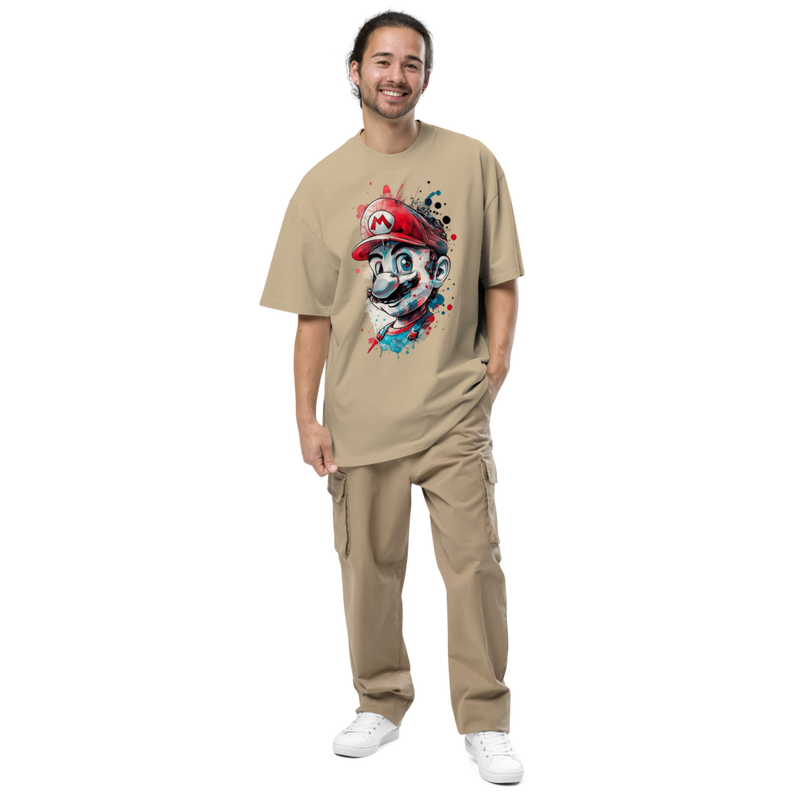 Oversized Faded T-Shirt – Super Mario Print