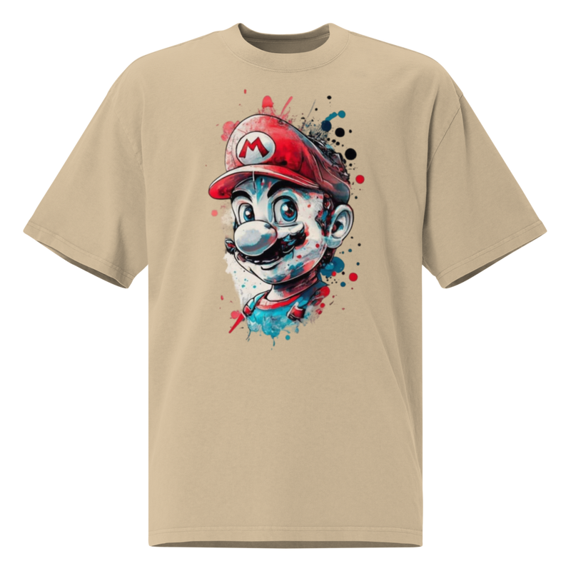 Oversized Faded T-Shirt – Super Mario Print